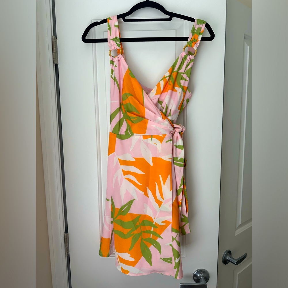 Hutch Palm print wrap mini dress